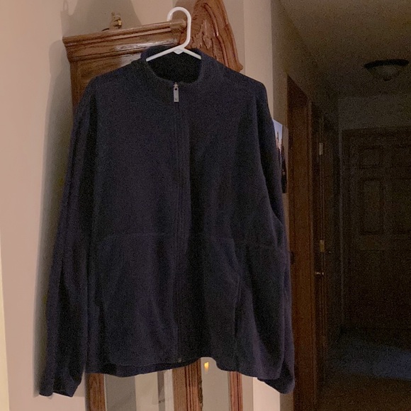 Mens XXL Eddie Bauer, navy, fleece zip up jacket with pockets - Picture 1 of 2
